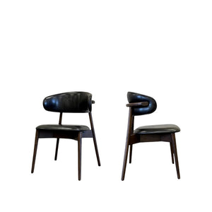 HomeRoots Brown Swivel Dining Arm Chairs Set of 2 - Stylish Faux Leather & Wood, Mid-Century Modern Comfort 716263