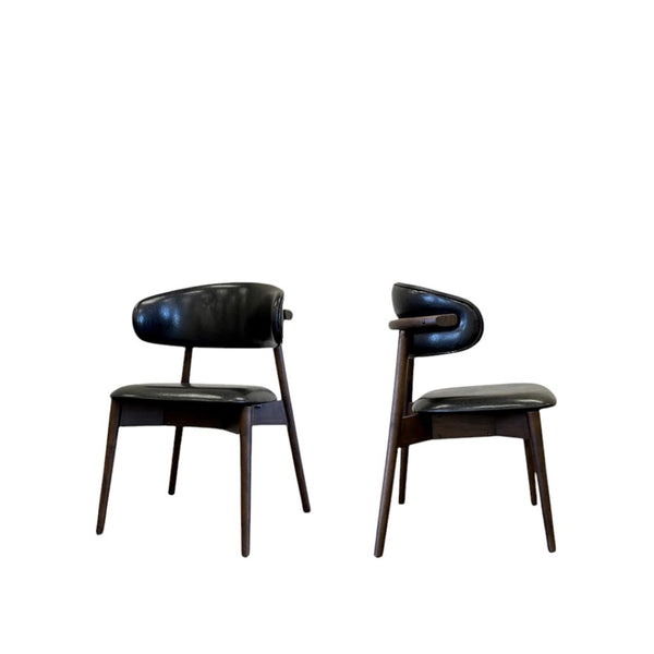 HomeRoots Brown Swivel Dining Arm Chairs Set of 2 - Stylish Faux Leather & Wood, Mid-Century Modern Comfort 716263