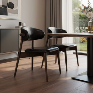 HomeRoots Brown Swivel Dining Arm Chairs Set of 2 - Stylish Faux Leather & Wood, Mid-Century Modern Comfort 716263