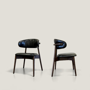 HomeRoots Brown Swivel Dining Arm Chairs Set of 2 - Stylish Faux Leather & Wood, Mid-Century Modern Comfort 716263