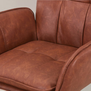 HomeRoots Set of Two Stylish Mid-Century Faux Leather Dining Arm Chairs with Swivel Function and Support 716264