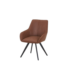 HomeRoots Set of Two Stylish Mid-Century Faux Leather Arm Chairs with Wood Legs for Elegant Seating Solutions 716265