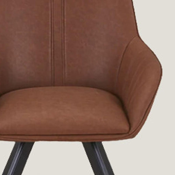 HomeRoots Set of Two Stylish Mid-Century Faux Leather Arm Chairs with Wood Legs for Elegant Seating Solutions 716265