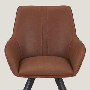 HomeRoots Set of Two Stylish Mid-Century Faux Leather Arm Chairs with Wood Legs for Elegant Seating Solutions 716265