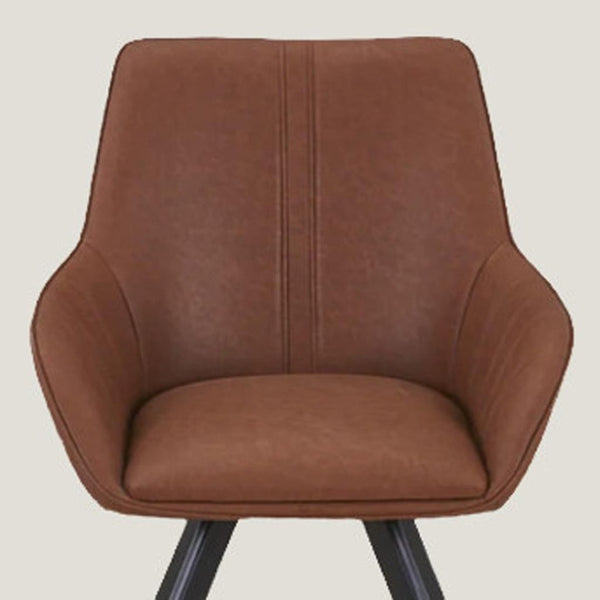 HomeRoots Set of Two Stylish Mid-Century Faux Leather Arm Chairs with Wood Legs for Elegant Seating Solutions 716265