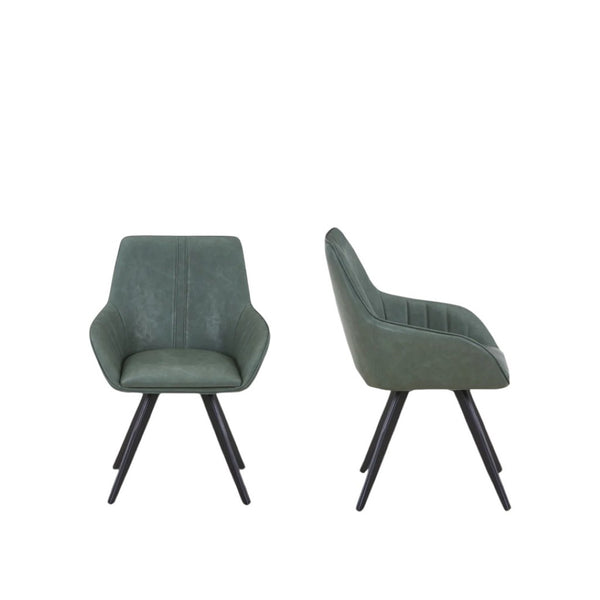 HomeRoots Set of Two Stylish Brown and Black Faux Leather Mid-Century Dining Chairs for Versatile Spaces 716266