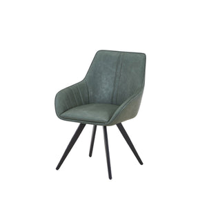 HomeRoots Set of Two Stylish Brown and Black Faux Leather Mid-Century Dining Chairs for Versatile Spaces 716266