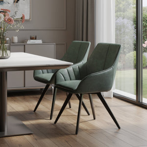 HomeRoots Set of Two Stylish Brown and Black Faux Leather Mid-Century Dining Chairs for Versatile Spaces 716266