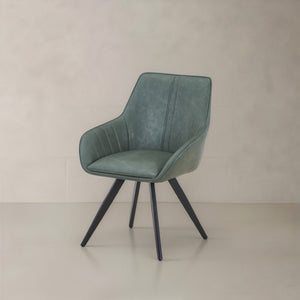HomeRoots Set of Two Stylish Brown and Black Faux Leather Mid-Century Dining Chairs for Versatile Spaces 716266