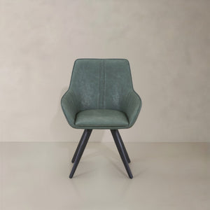 HomeRoots Set of Two Stylish Brown and Black Faux Leather Mid-Century Dining Chairs for Versatile Spaces 716266