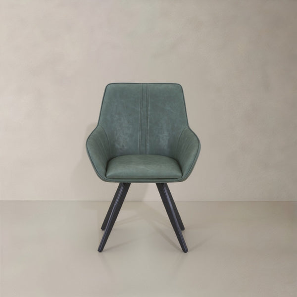 HomeRoots Set of Two Stylish Brown and Black Faux Leather Mid-Century Dining Chairs for Versatile Spaces 716266