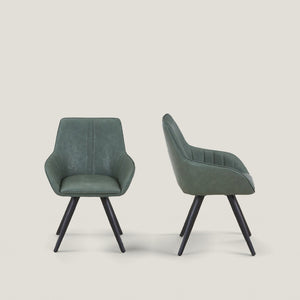 HomeRoots Set of Two Stylish Brown and Black Faux Leather Mid-Century Dining Chairs for Versatile Spaces 716266