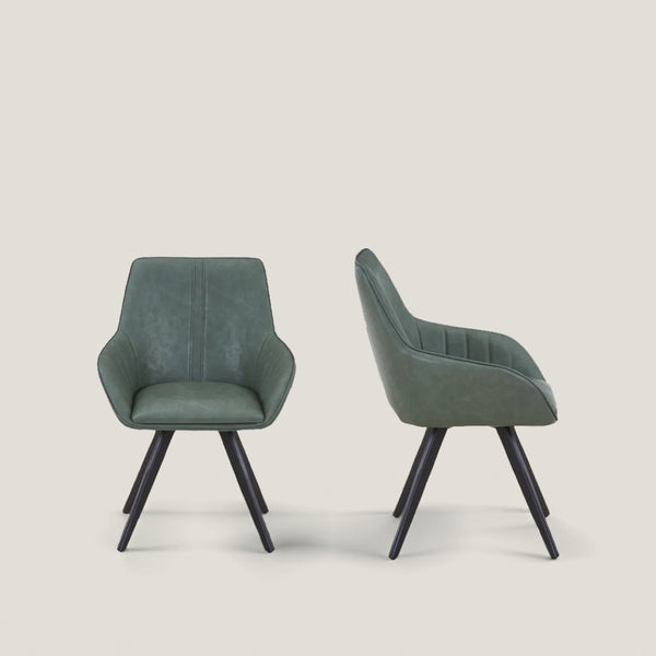 HomeRoots Set of Two Stylish Brown and Black Faux Leather Mid-Century Dining Chairs for Versatile Spaces 716266
