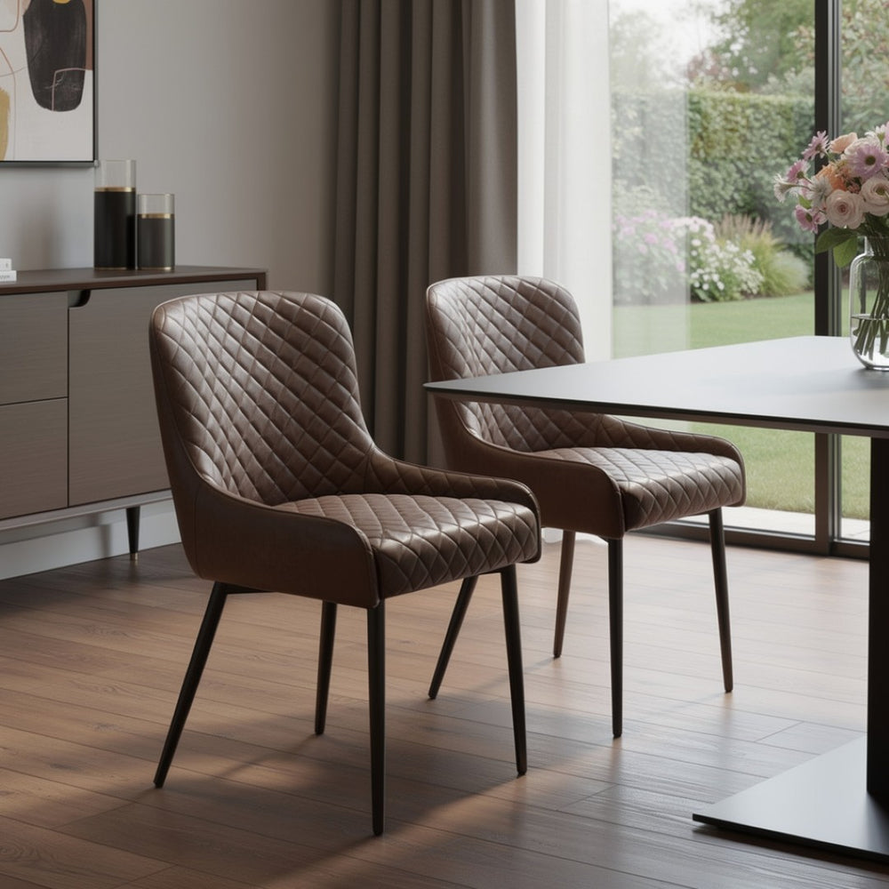 HomeRoots Set of Two Modern Black Faux Leather & Wood Dining Side Chairs – Stylish, Versatile Seating Options 716267