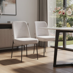 HomeRoots Set of Two Stylish Black and Oak Faux Leather Dining Side Chairs for Modern Home Elegance 716270
