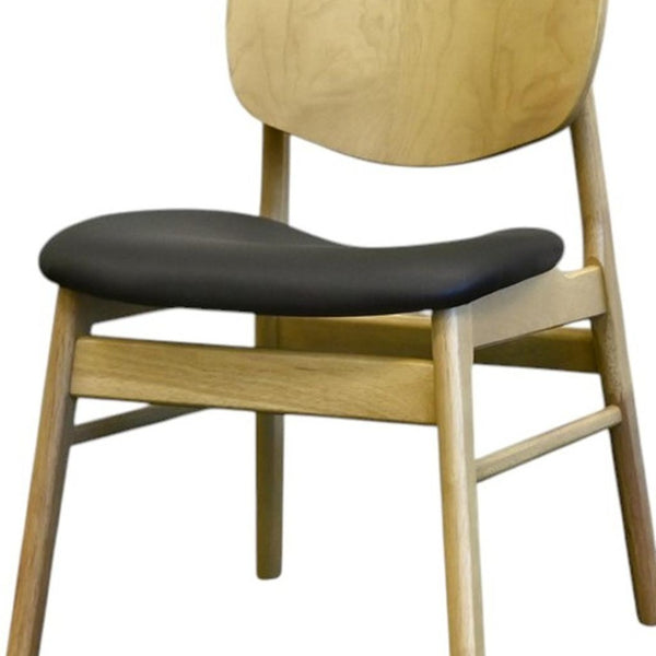 HomeRoots Set of Two Modern Scandinavian Dining Side Chairs in Walnut-Brown Wood & Comfortable Upholstery 716271