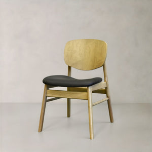 HomeRoots Set of Two Modern Scandinavian Dining Side Chairs in Walnut-Brown Wood & Comfortable Upholstery 716271