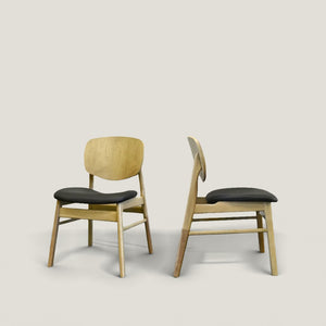HomeRoots Set of Two Modern Scandinavian Dining Side Chairs in Walnut-Brown Wood & Comfortable Upholstery 716271