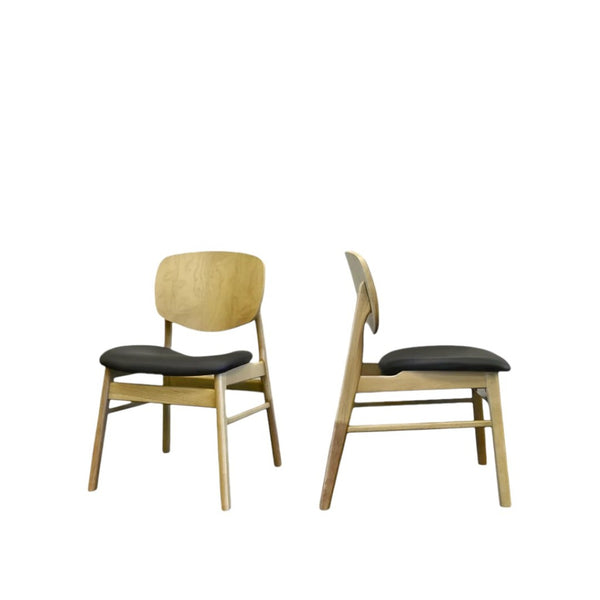 HomeRoots Set of Two Modern Scandinavian Dining Side Chairs in Walnut-Brown Wood & Comfortable Upholstery 716271