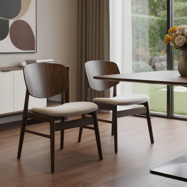HomeRoots Set of Two Stylish Green & Walnut Dining Armchairs - Scandinavian Design, Comfortable & Versatile 716273