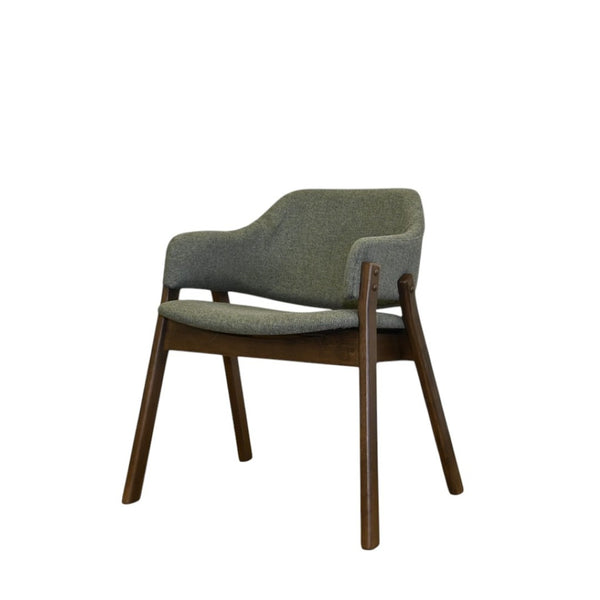 HomeRoots Set of Two Cream and Walnut Mid-Century Dining Arm Chairs - Stylish Accent Seating for Any Space 716274