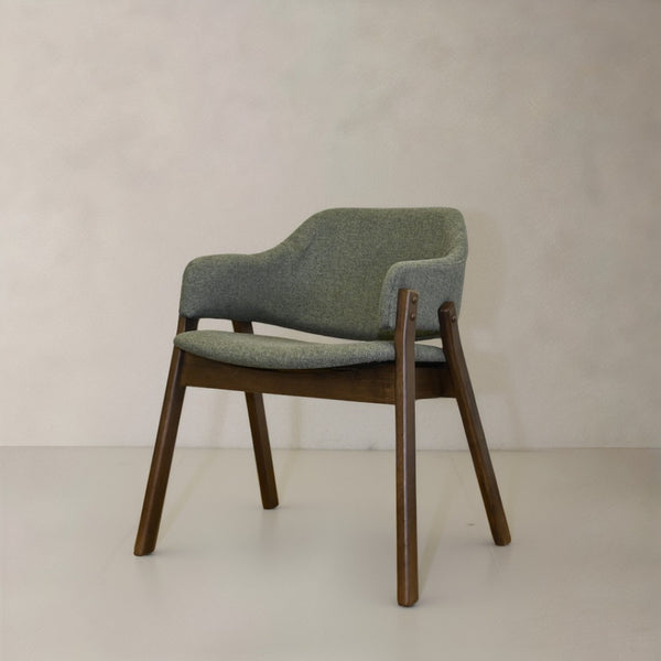 HomeRoots Set of Two Cream and Walnut Mid-Century Dining Arm Chairs - Stylish Accent Seating for Any Space 716274