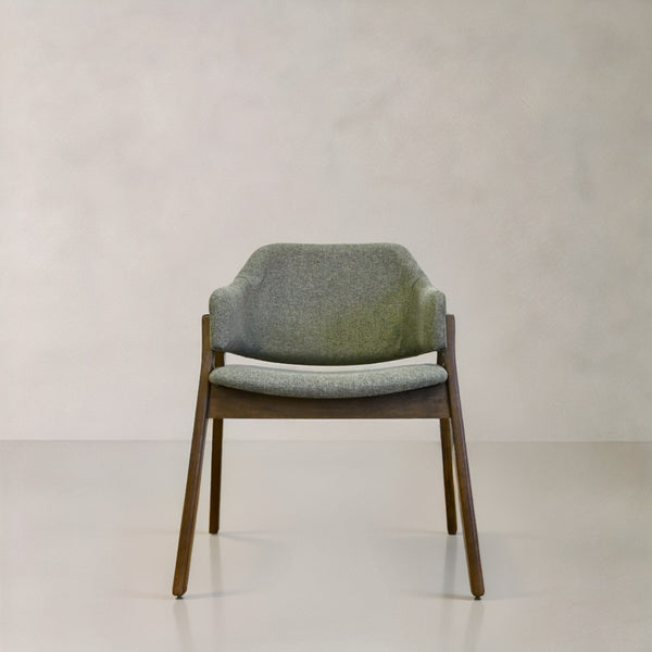 HomeRoots Set of Two Cream and Walnut Mid-Century Dining Arm Chairs - Stylish Accent Seating for Any Space 716274