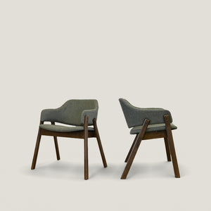HomeRoots Set of Two Cream and Walnut Mid-Century Dining Arm Chairs - Stylish Accent Seating for Any Space 716274