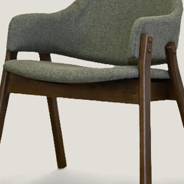 HomeRoots Set of Two Cream and Walnut Mid-Century Dining Arm Chairs - Stylish Accent Seating for Any Space 716274