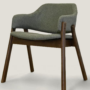 HomeRoots Set of Two Cream and Walnut Mid-Century Dining Arm Chairs - Stylish Accent Seating for Any Space 716274