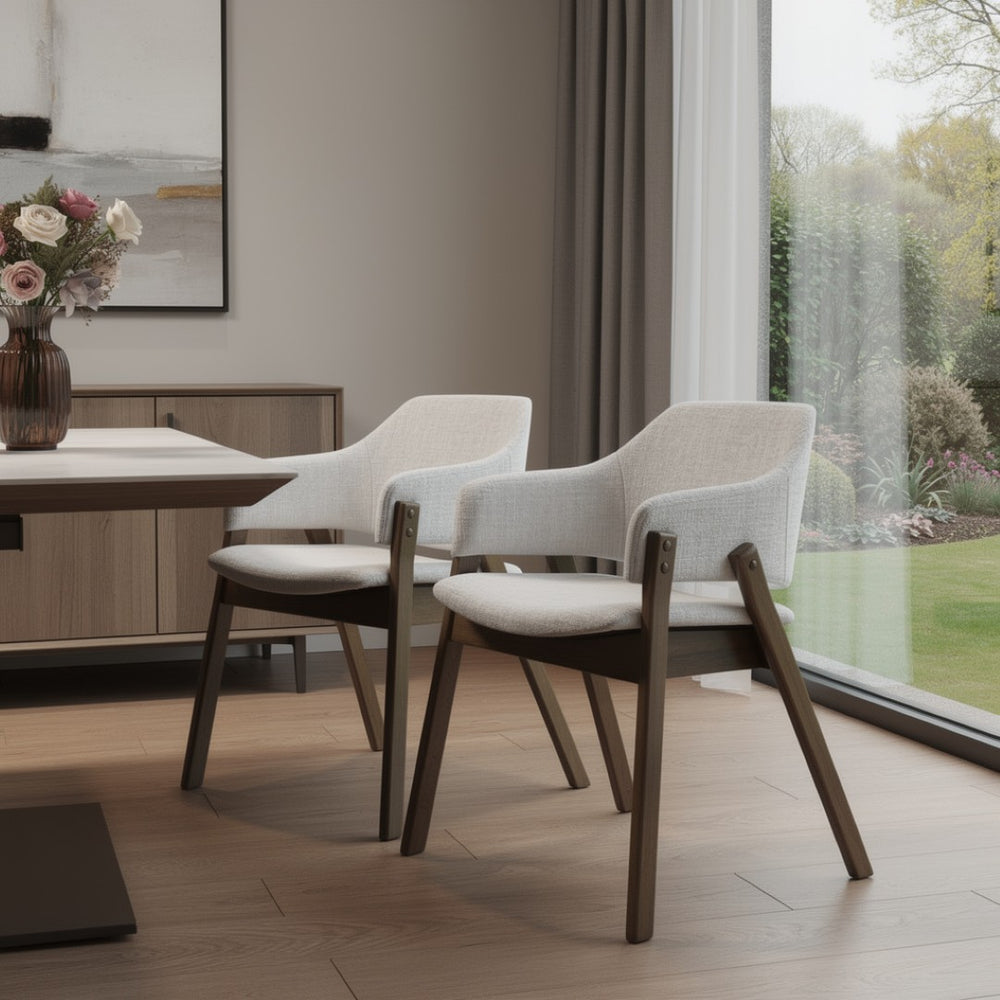 HomeRoots Set of Two Modern Mid-Century Inspired Black and Walnut Fabric Dining Side Chairs for Versatile Style 716275