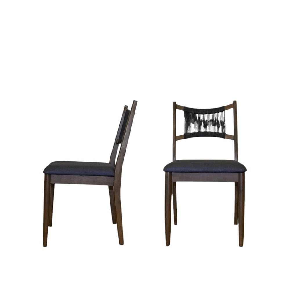 HomeRoots Set of Two Modern Cream Fabric & Walnut Wood Side Chairs with Open Back for Dining & Accent Use 716276