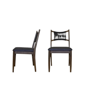 HomeRoots Set of Two Modern Cream Fabric & Walnut Wood Side Chairs with Open Back for Dining & Accent Use 716276