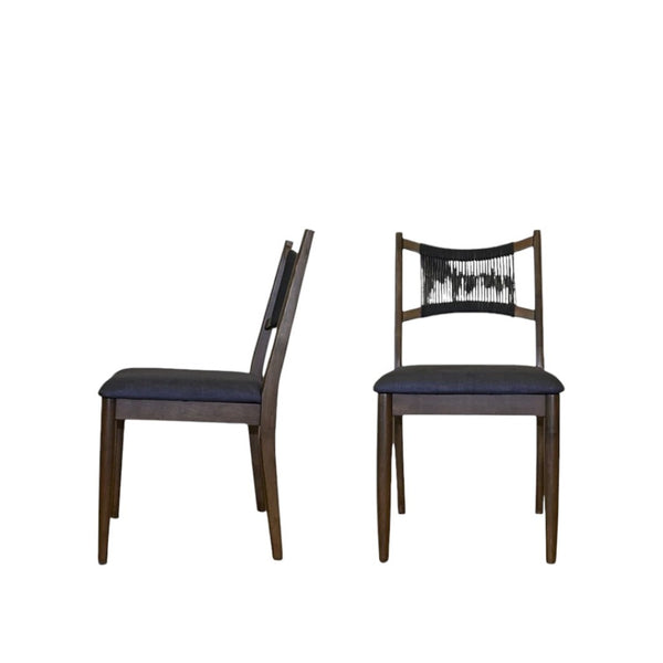 HomeRoots Set of Two Modern Cream Fabric & Walnut Wood Side Chairs with Open Back for Dining & Accent Use 716276