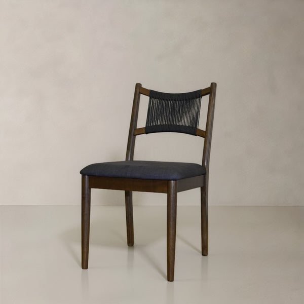 HomeRoots Set of Two Modern Cream Fabric & Walnut Wood Side Chairs with Open Back for Dining & Accent Use 716276