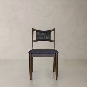 HomeRoots Set of Two Modern Cream Fabric & Walnut Wood Side Chairs with Open Back for Dining & Accent Use 716276