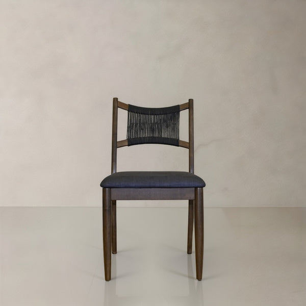 HomeRoots Set of Two Modern Cream Fabric & Walnut Wood Side Chairs with Open Back for Dining & Accent Use 716276