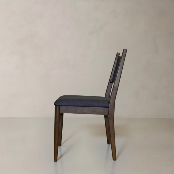 HomeRoots Set of Two Modern Cream Fabric & Walnut Wood Side Chairs with Open Back for Dining & Accent Use 716276