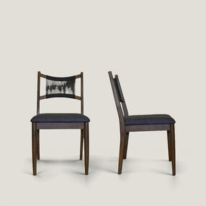 HomeRoots Set of Two Modern Cream Fabric & Walnut Wood Side Chairs with Open Back for Dining & Accent Use 716276