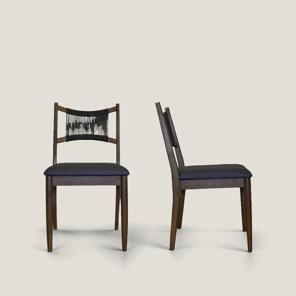 HomeRoots Set of Two Modern Cream Fabric & Walnut Wood Side Chairs with Open Back for Dining & Accent Use 716276