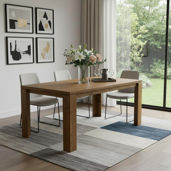 HomeRoots 63" Handcrafted Walnut Solid Wood Dining Table - Modern Design for Dining & Versatile Workspaces 716280