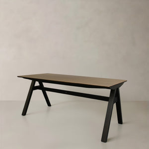 HomeRoots 59" Handcrafted Walnut and Black Solid Wood Dining Table - Versatile Seating for 6, Elegant Design! 716282