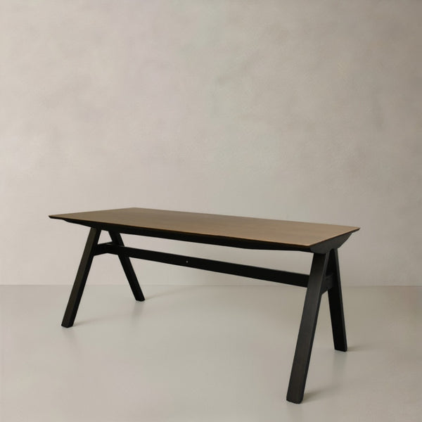 HomeRoots 59" Handcrafted Walnut and Black Solid Wood Dining Table - Versatile Seating for 6, Elegant Design! 716282