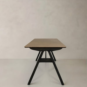 HomeRoots 59" Handcrafted Walnut and Black Solid Wood Dining Table - Versatile Seating for 6, Elegant Design! 716282