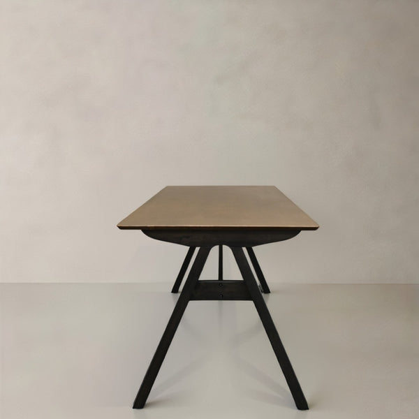 HomeRoots 59" Handcrafted Walnut and Black Solid Wood Dining Table - Versatile Seating for 6, Elegant Design! 716282