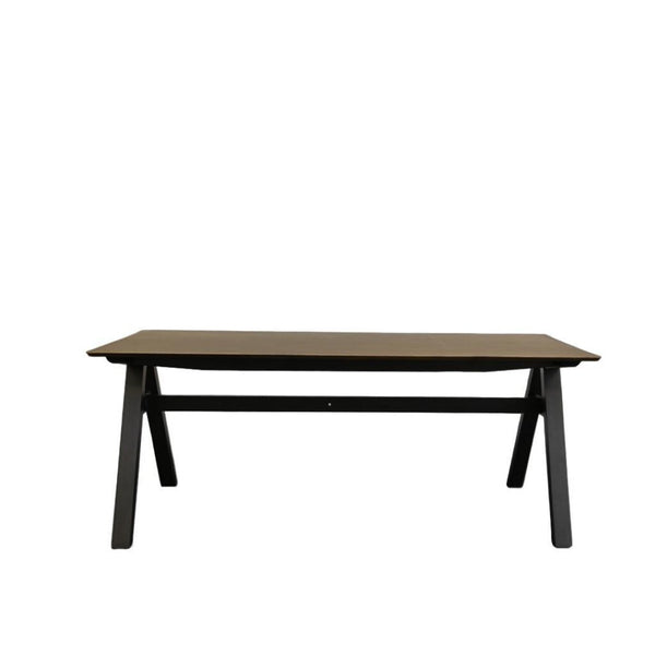 HomeRoots 59" Handcrafted Walnut and Black Solid Wood Dining Table - Versatile Seating for 6, Elegant Design! 716282