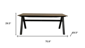 HomeRoots 59" Handcrafted Walnut and Black Solid Wood Dining Table - Versatile Seating for 6, Elegant Design! 716282
