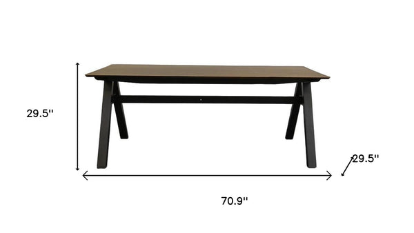 HomeRoots 59" Handcrafted Walnut and Black Solid Wood Dining Table - Versatile Seating for 6, Elegant Design! 716282
