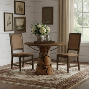 HomeRoots 39" Rustic Reclaimed Wood Round Dining Table with Pedestal Base for Cozy Spaces and Unique Style 716284