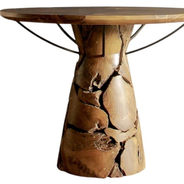 HomeRoots 71" Handcrafted Reclaimed Wood & Rattan Dining Table - Rustic Elegance for Modern Homes, Seats 6 716285